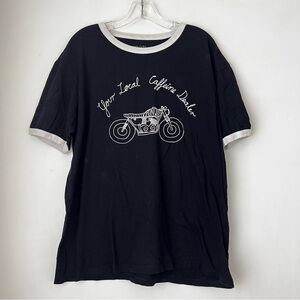 Iron Wolf Co Your Local Caffeine Dealer Black Ringer Graphic Tee Men’s XL